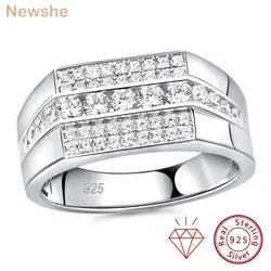 Newshe Full Moissanite Wedding Band for Men 925 Sterling Silver Engagement Rings Pave Brilliant Round Eternity Promise Ring