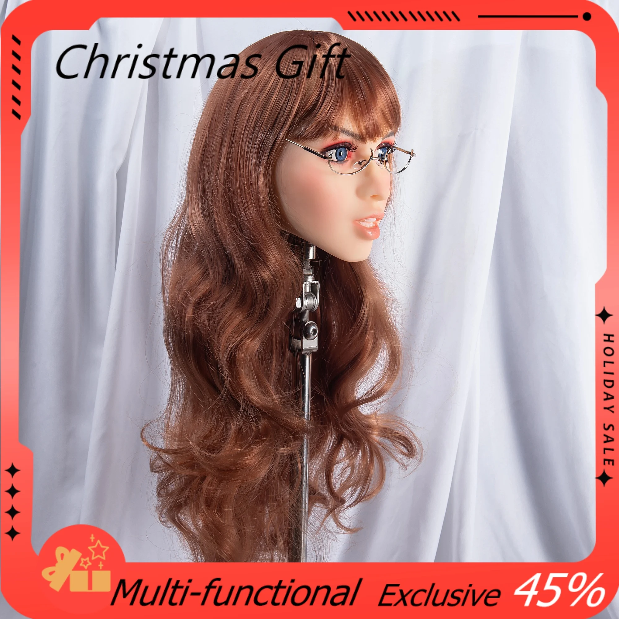 Kepala manekin sintetis TPE D Penutup kepala & leher bertekstur, dudukan tidak termasuk