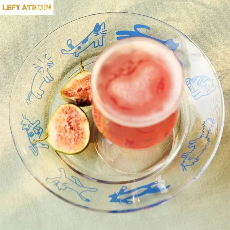 1pc Home Glass Beautiful Disc Desserts Cute Exquisite Luxury Home Hotel Tableware Kitchen Utensils