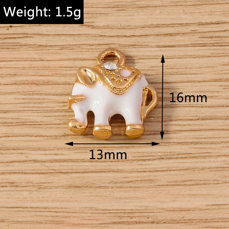 10 Stück 15x18mm Niedliche Emaille-Tieranhänger Bunte Kristall-Elefanten-Anhänger für Schmuckherstellung Ohrringe Halskette DIY Geschenke – Detail 12