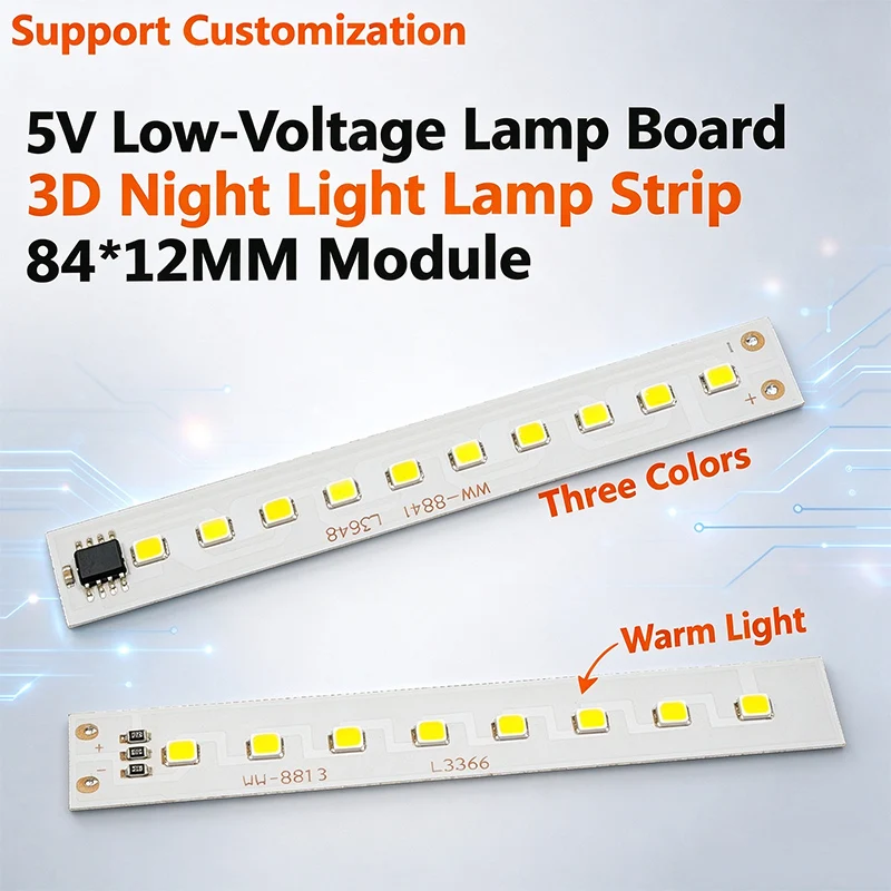 5/50PCS 84*12MM DC5V LED Rectangular Panel, Aluminum Base Tri-color Driver-Free Strip, DIY Festival Atmosphere Lamp