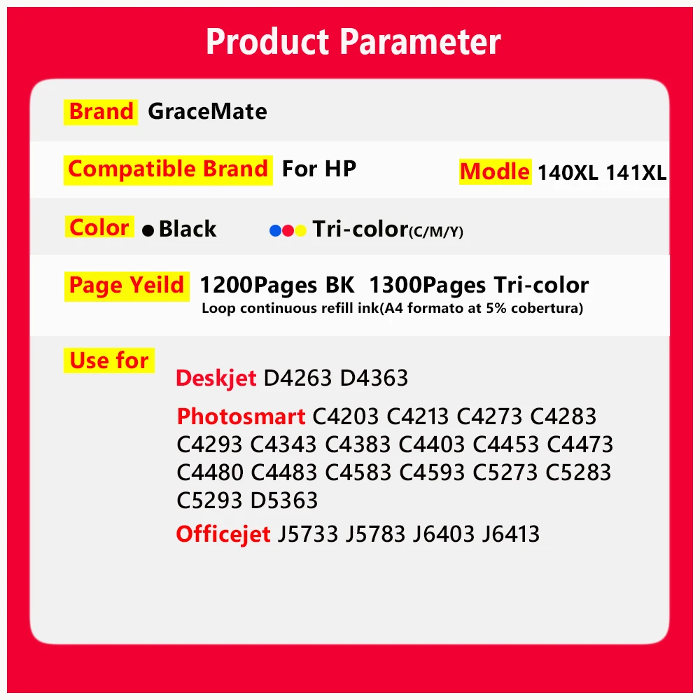 140XL 141XL Refill Ink Cartridge Compatible HP 140 141 hp140 141 for HP Photosmart C4283 C4583 C4483 C5283 D5363 Deskjet D4263