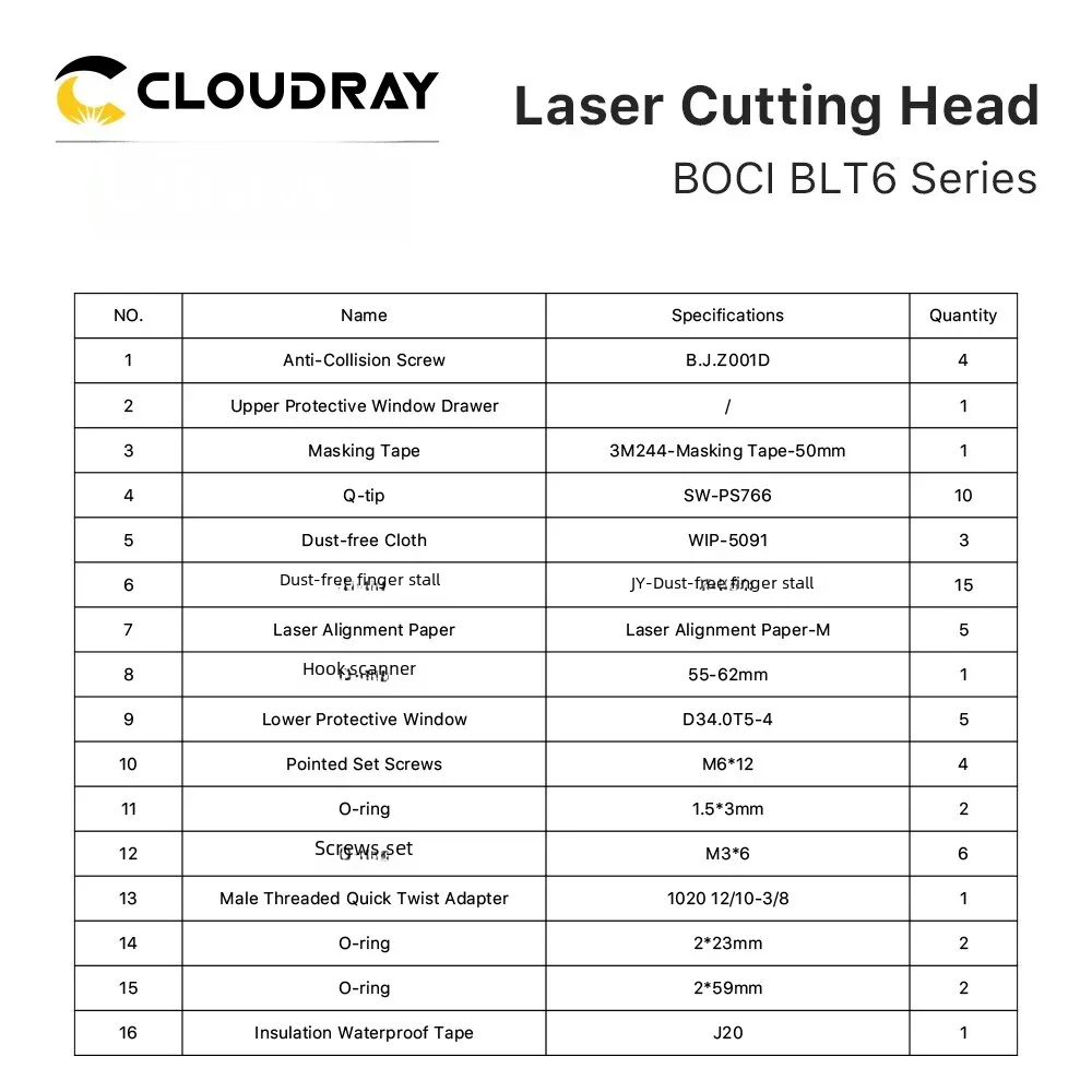 Ultrarayc BOCI BLT6 시리즈 스마트 커팅 헤드, 초고출력 40W 레이저 장비용, 스마트 피어싱 및 자동 컷