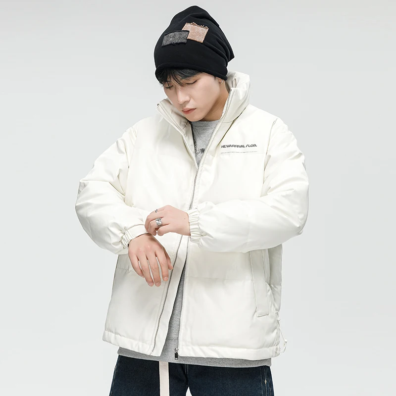 

Faionable Men's down Jaet 2025 New Sle Warmth Regular Fit Pure Color PU Leather Outerwear Trendy Brand Coat