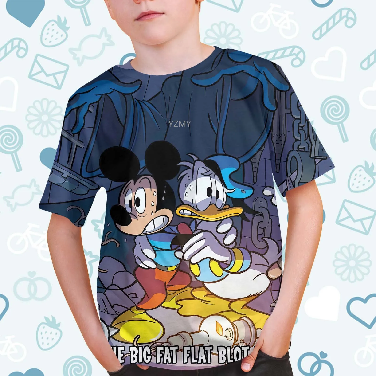 Mickey Mouse Boys Girls T-shirt Disney T-shirt 3D Print Donald Duck Short Sleeve MINISO Men's T-shirt Oversized Men's Clothing