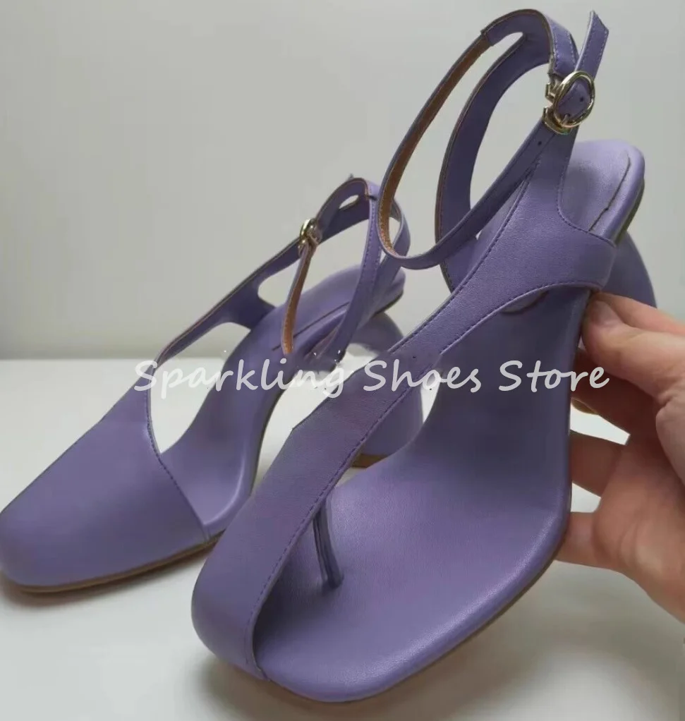 

Fashion Strange Heel Asymmetry Split Toe Women Sandals Ankle Strap Buckle High Heel Slingback Pumps Ladies Beach Gladiator Shoes