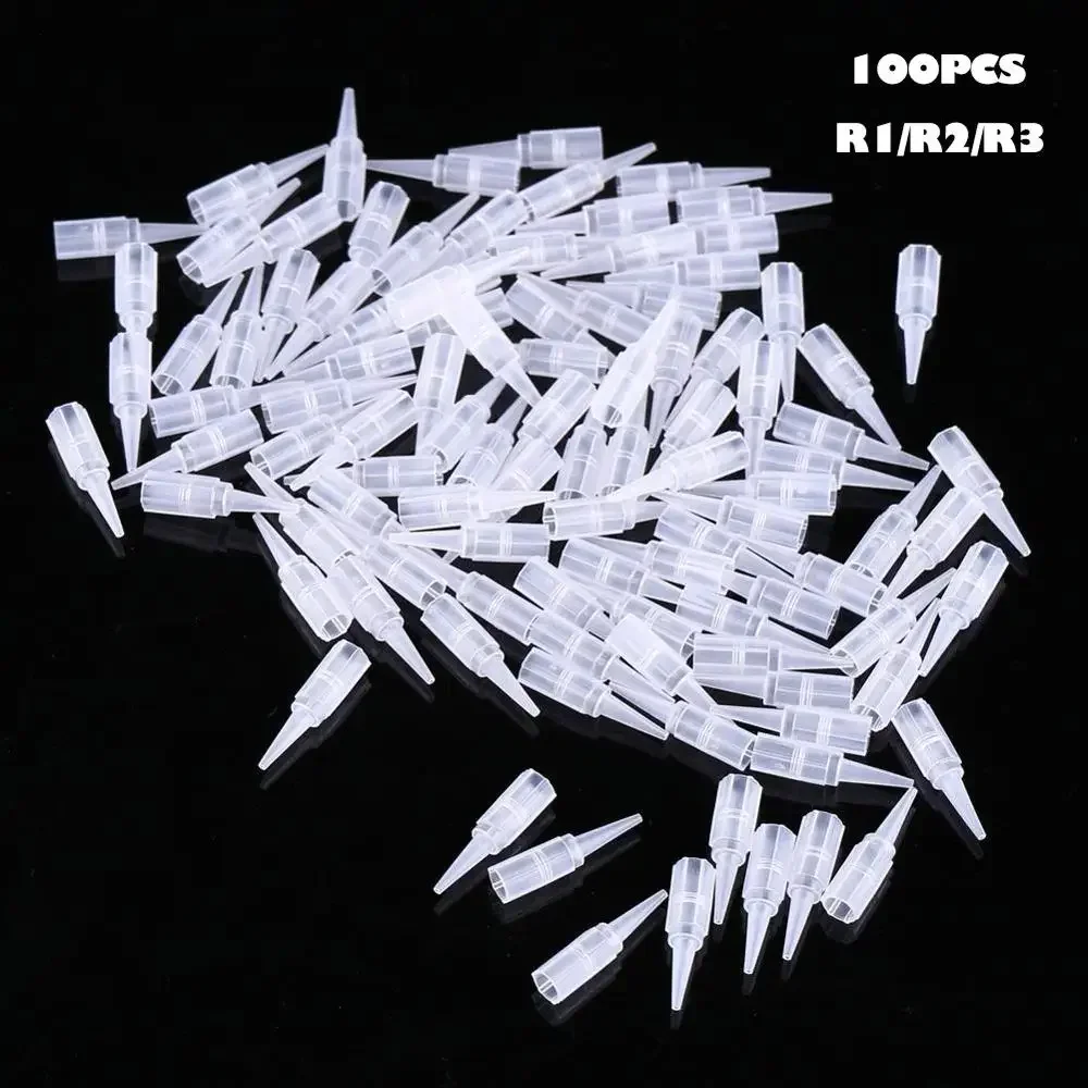 100pcs/bag 1R/3R/5R High Quality Plastic Cap Tip Caps Disposable Tattoo Nozzle Microblading Pen Needle Tube Caps Tattoo Tools