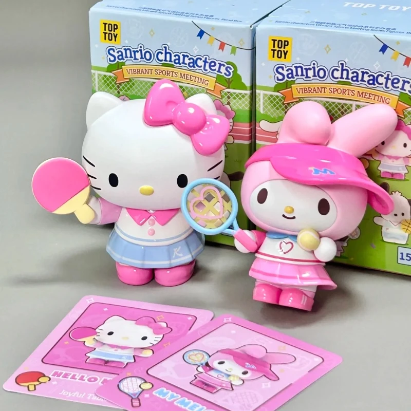 

New Sanrio Characters Blind Box Vibrant Sports Meeting Series Anime Kuromi Hellokitty Figure Model Desk Decor Mystery Box Gifts