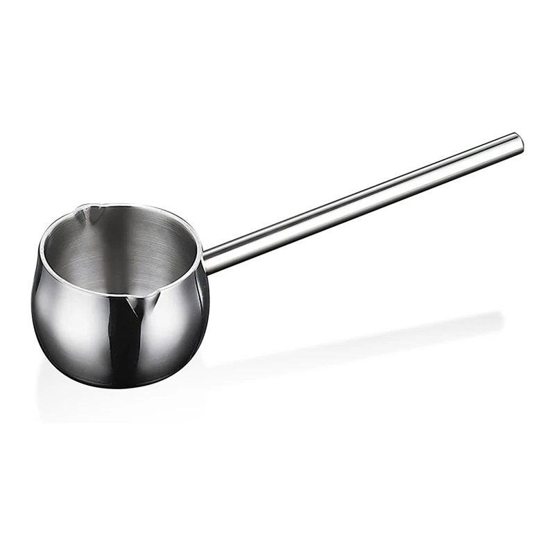 Mini Butter Warmer With Long Handle Induction Milk Warmer Pot Small Saucepan SUS316 Tri-Ply Stainless Steel (300Ml)