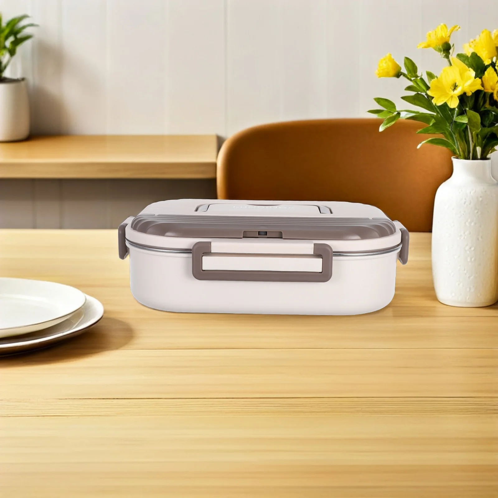 

Double-layer Stainless Steel Lunch Box Bento Containers Snack Leakproof Food Storage Khaki Student
