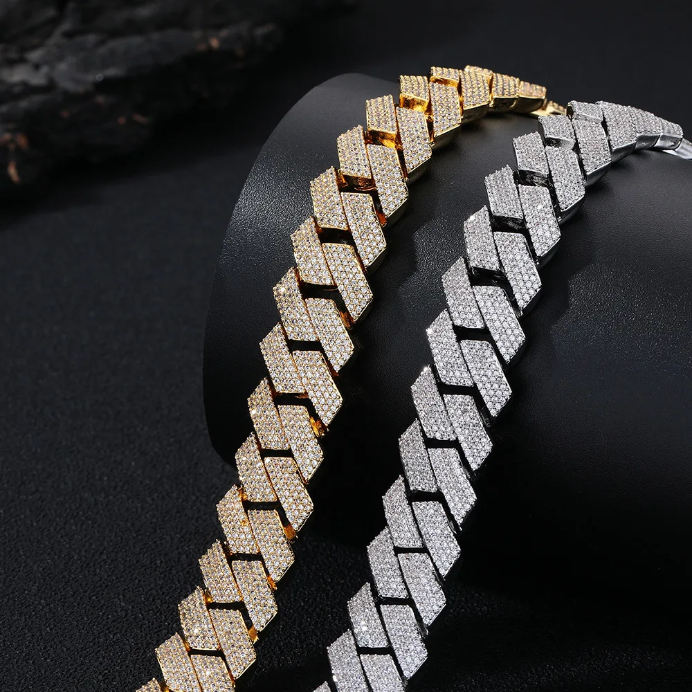 15mm Iced Out Miami Cuban Link Chain Necklace For Men Necklace 4 Row Full Diamonds Hip Hop Jewelry Gifts Pendant Accessories