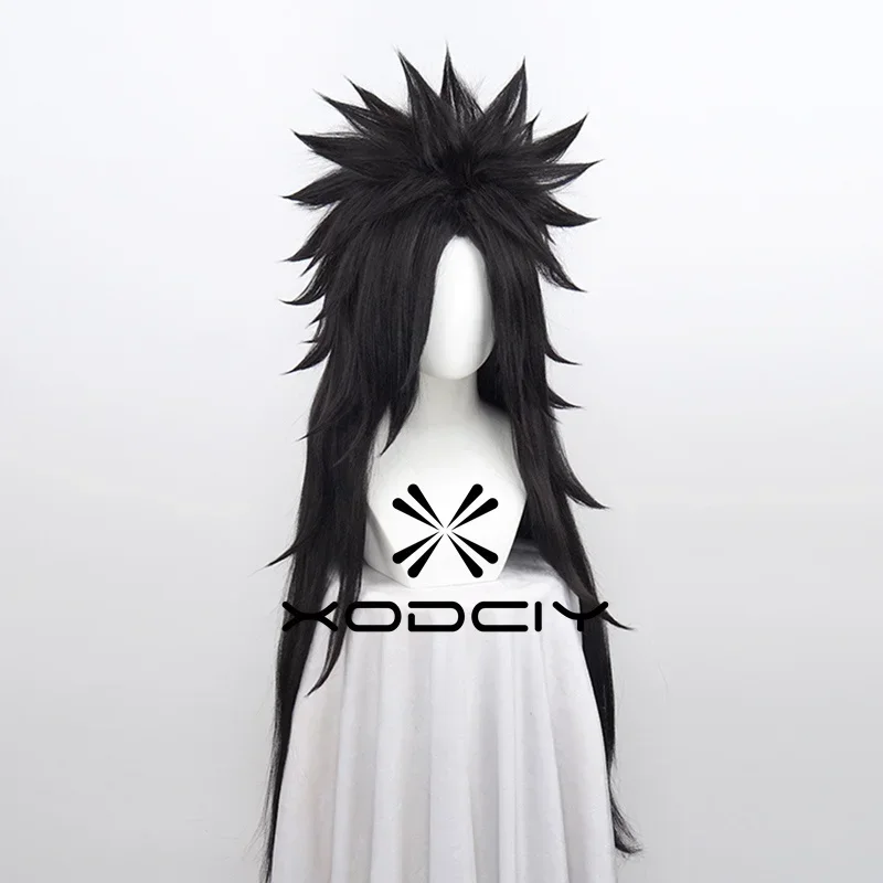 UchihaMadara парики аниме косплей парики Учиха Мадара косплей парики длинный черный парик из синтетических волос бесплатная шапочка для парика