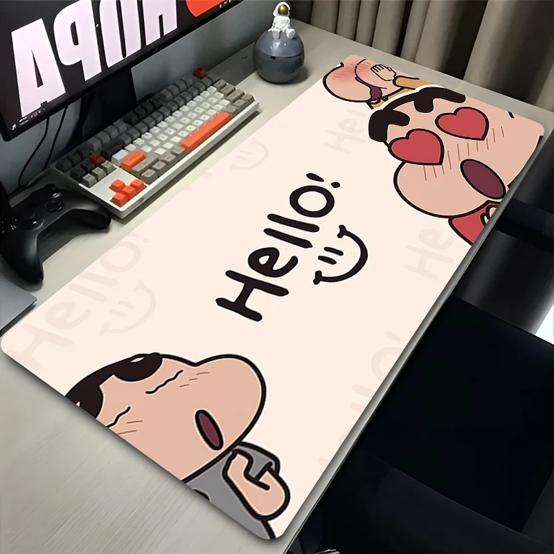 

Коврик для мыши C-crayon S-shin-chan, аксессуары для офисных ПК, удлиненный коврик с рисунком аниме, настольный коврик, противоскользящий коврик для мыши, резиновые игровые коврики