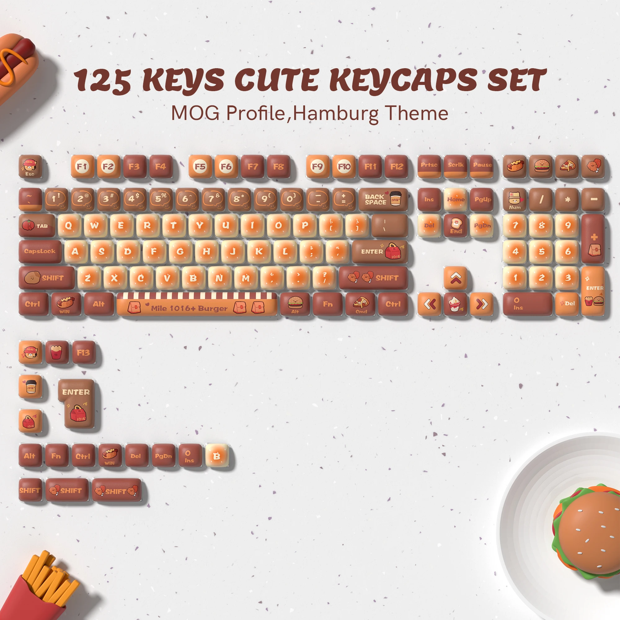 

MOG Profile Custom Rounded Cute Keyboard Keycaps Five Sides Dye Sublimation PBT Keycaps for Cherry MX Switches Gaming Keyboard