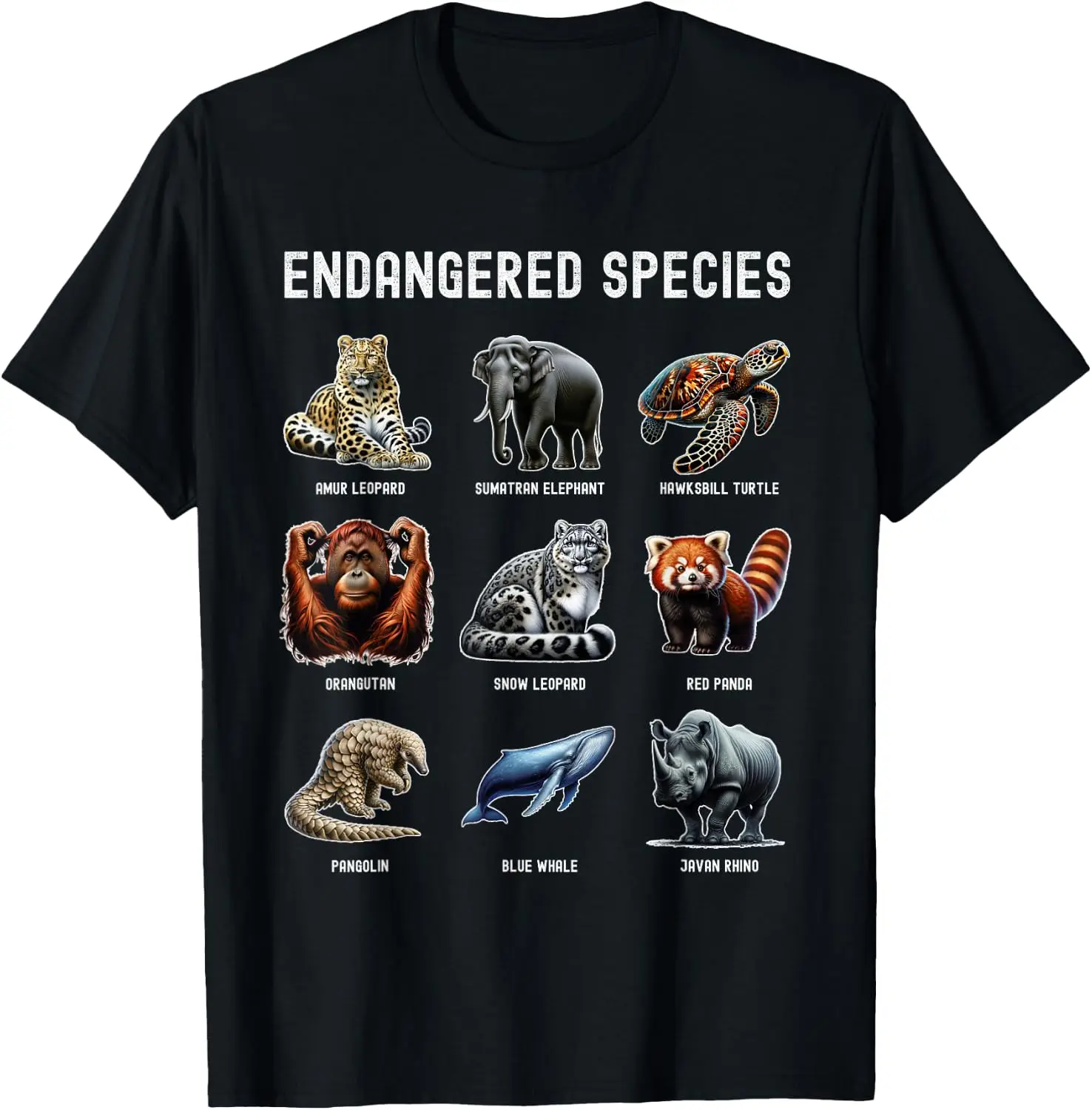 Endangered Species Educational Wildlife Conservation Gift T-Shirt Breathable Short Sleeve Gifts for Men Summer Tops