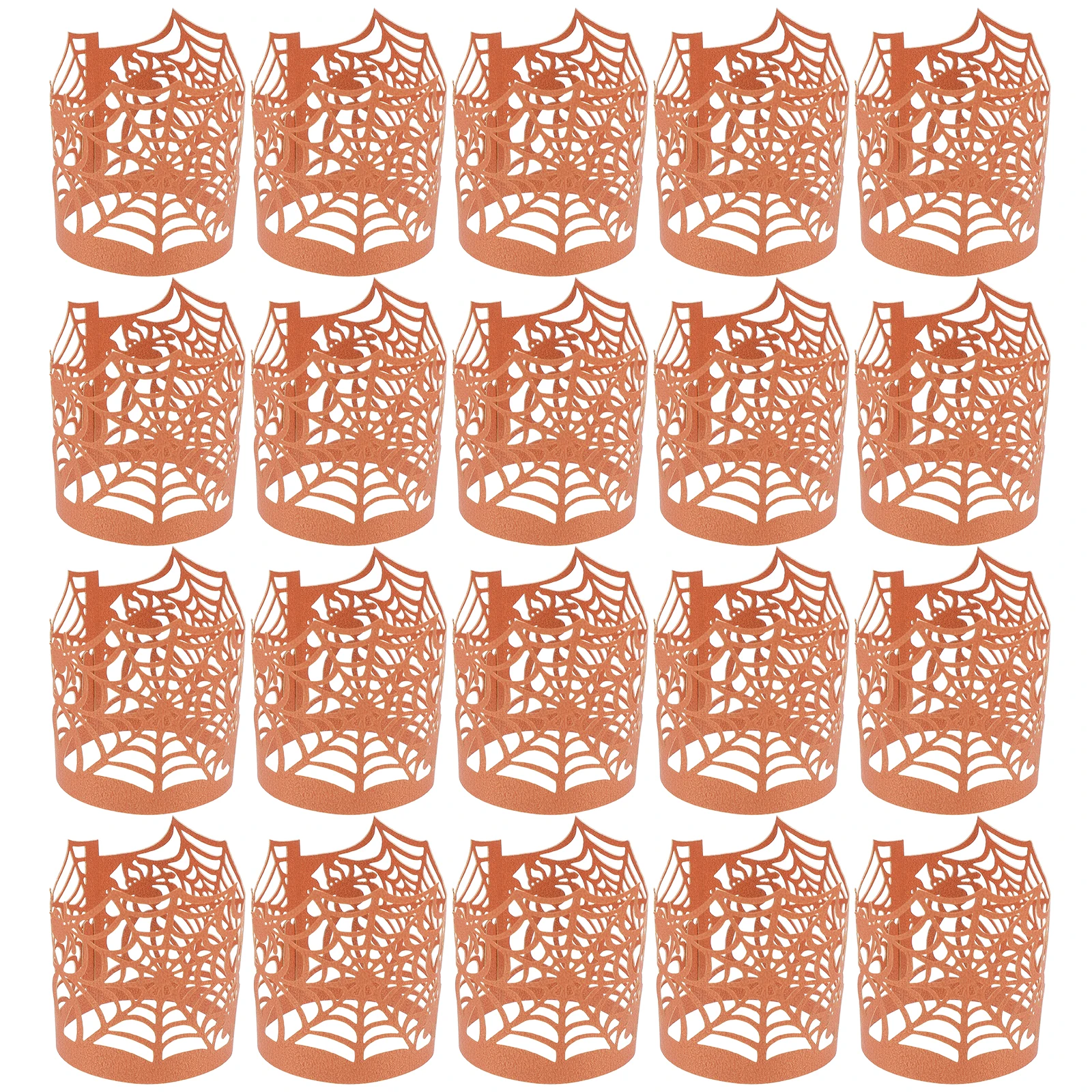 

50pcs Lampshade Spider Web Lampshades Paper Wrappers Halloween Cupcake Holder Hollow Party Decorations Brown