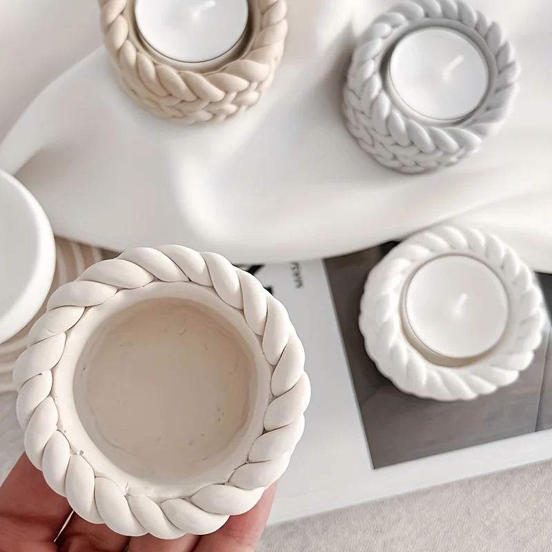 DIY Hanfseil Kerzenhalter Silikonform, Kerzenbasis Gips Dekor Harz Epoxidform, Home Decor Handwerk Aufbewahrungswerkzeuge – Detail 4