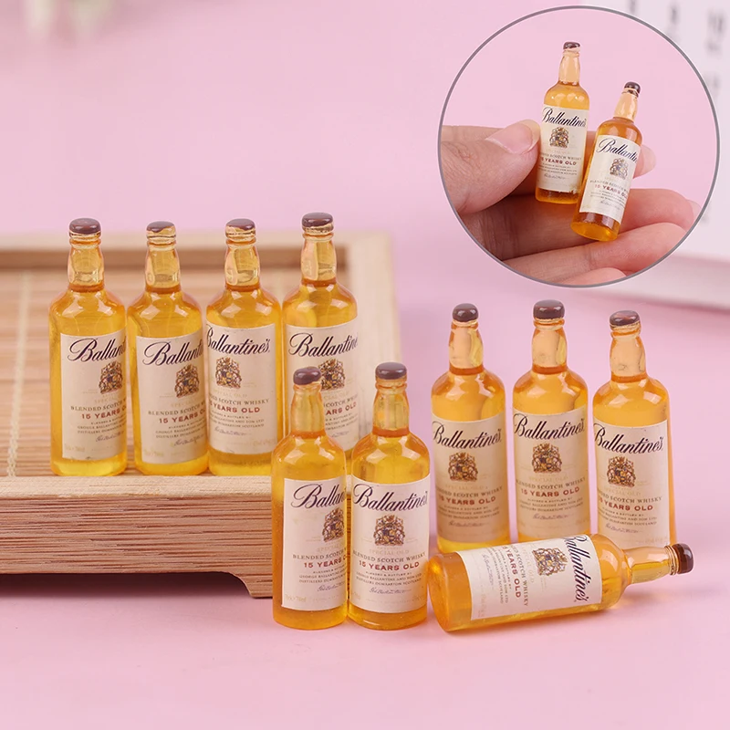 5Pcs/10Pcs 1/12 Dollhouse Miniature Accessories Mini Wine Bottle Simulation Drinks Model Toys For Doll House Decoration