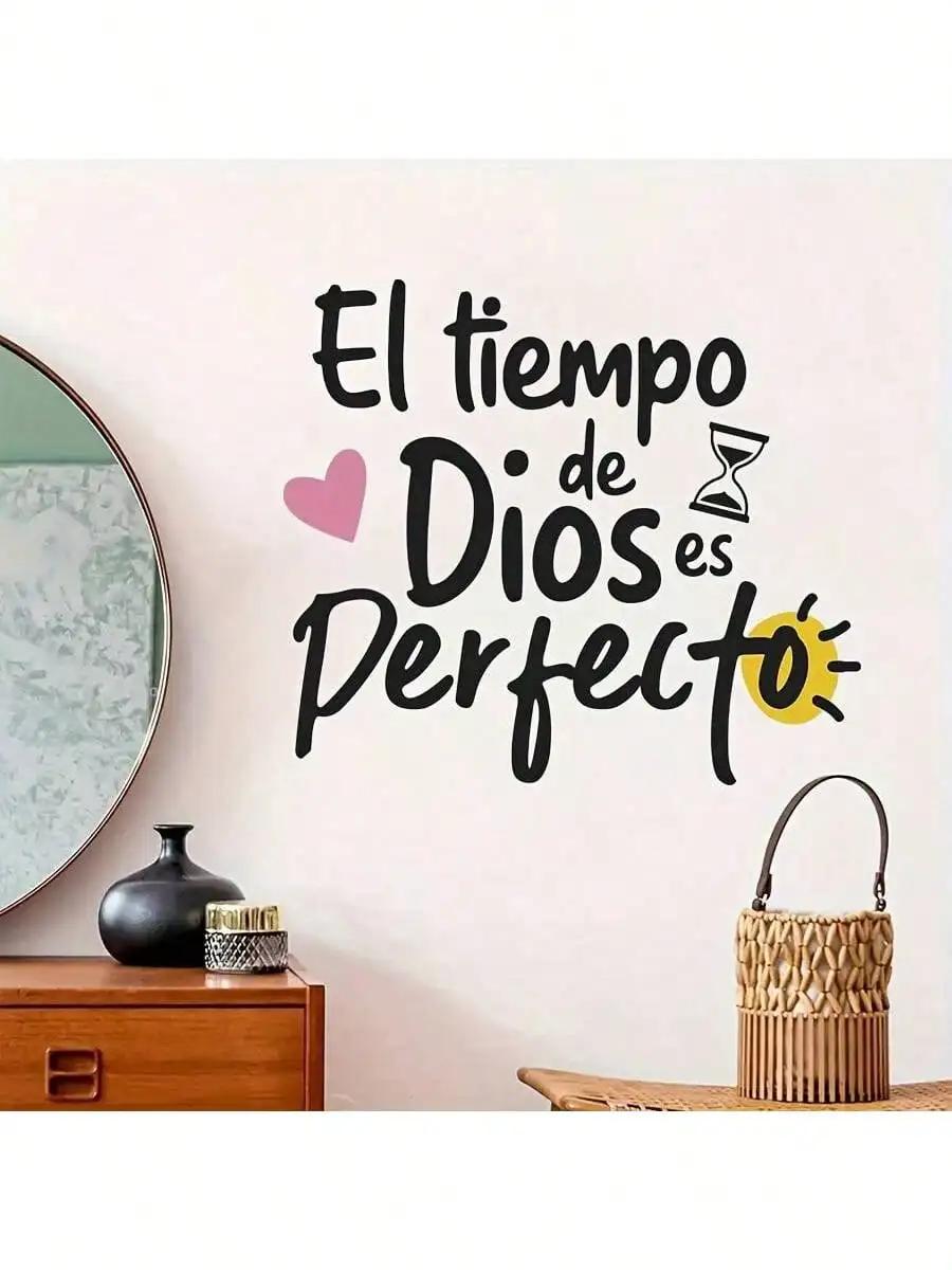Spanish Quote Wall Stickers, "El tiempo de Dios es Perfecto" Faith Decal view 3