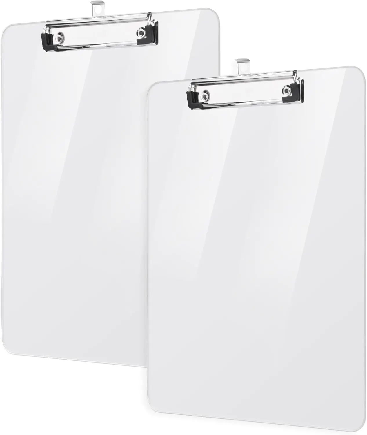2 Pack Plastic Clipboards, A4 Acrylic Clear Board for Classroom, Students, Transparent Letter 9' X 12.5' with Low Profile Clip