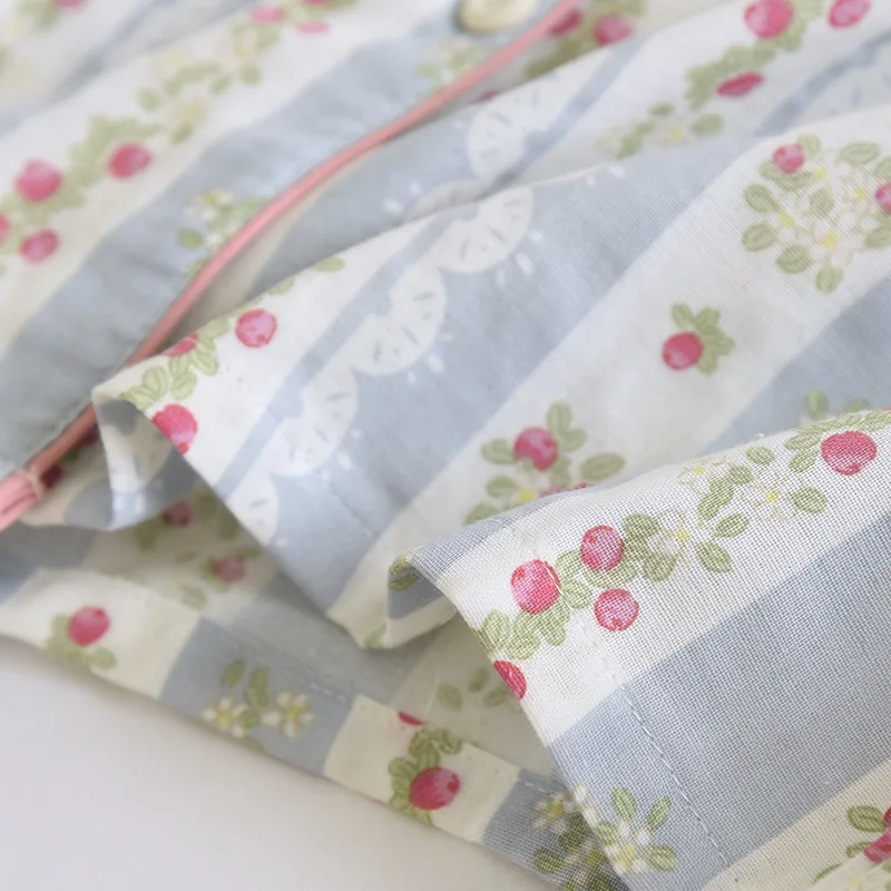 2026 Neues Japanisches Damen-Pyjama-Set aus 100% Baumwollgaze, Langarm, Lange Hose, Zweiteiliges Set, Frisch und Süß, Dünne Hauskleidung – Detail 9