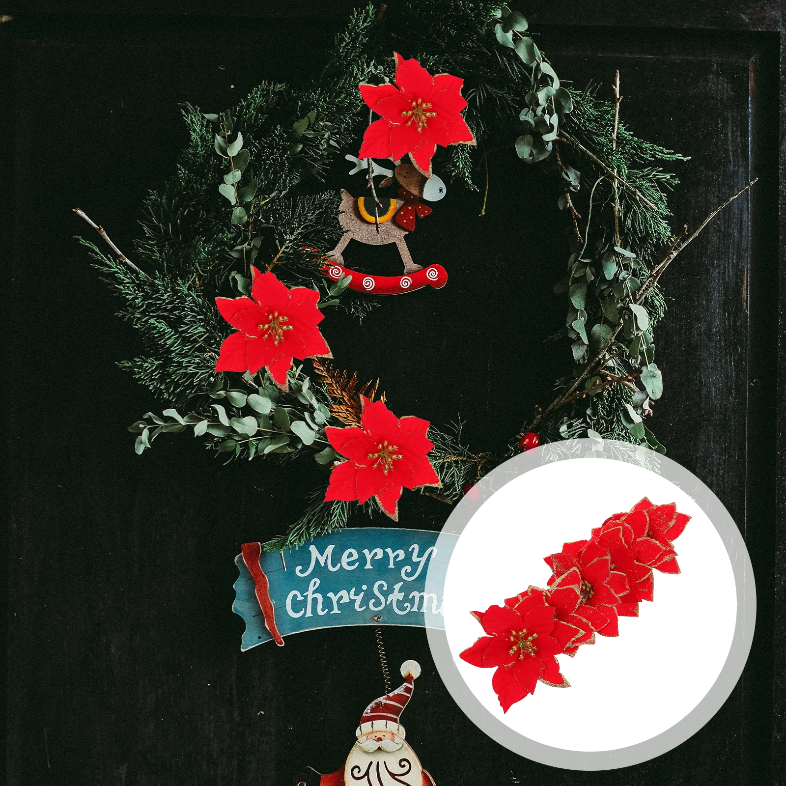 

24Pcs Xmas Fake Flowers Sparkling Artificial Blooms for Christmas Tree Wreath Table Decor Party Napkin Setting Christmas