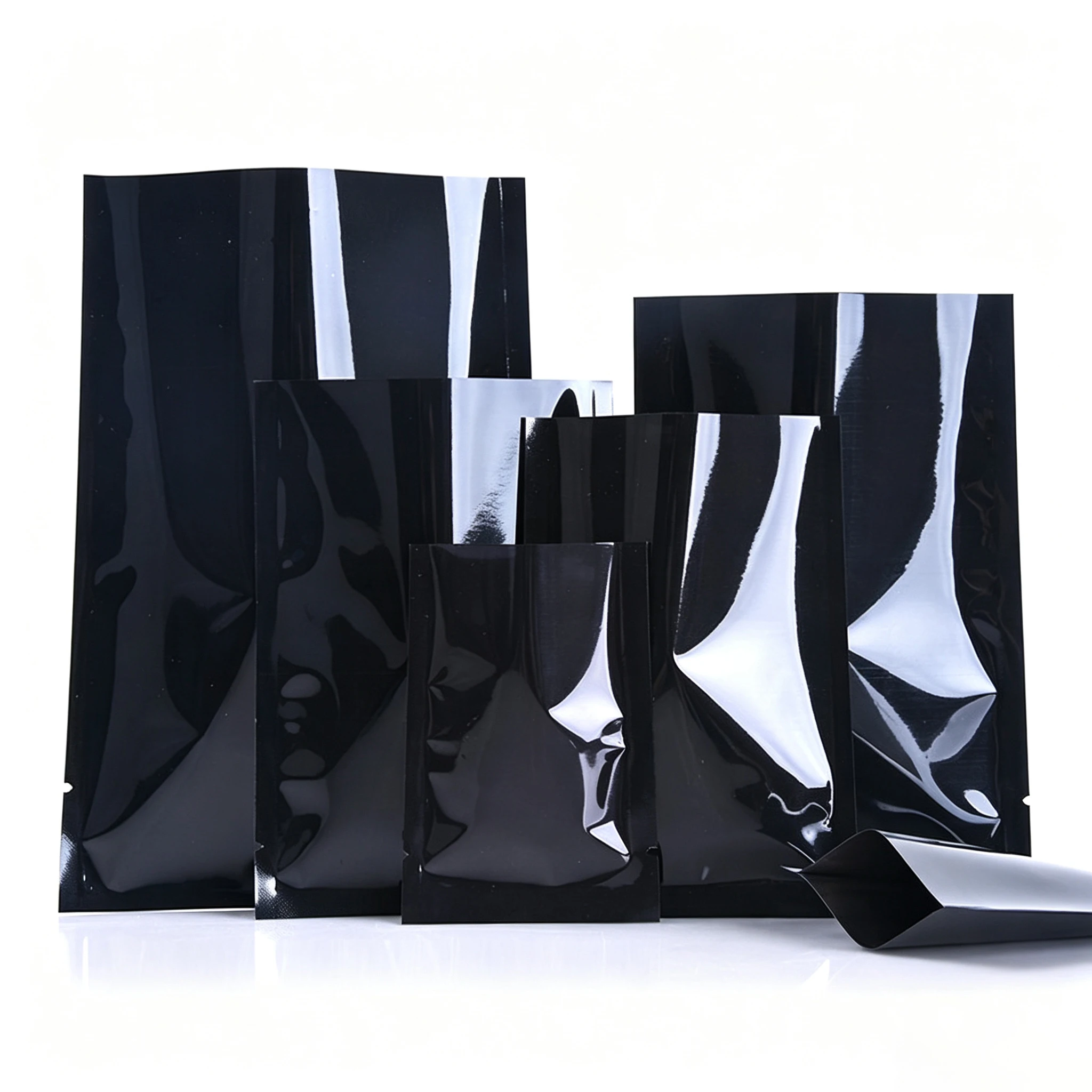 100PCS Black Aluminum Foil Flat Packing Pouches, Light Barrier Bags for Powder Cosmetic Sample Custom Logo Printing Support