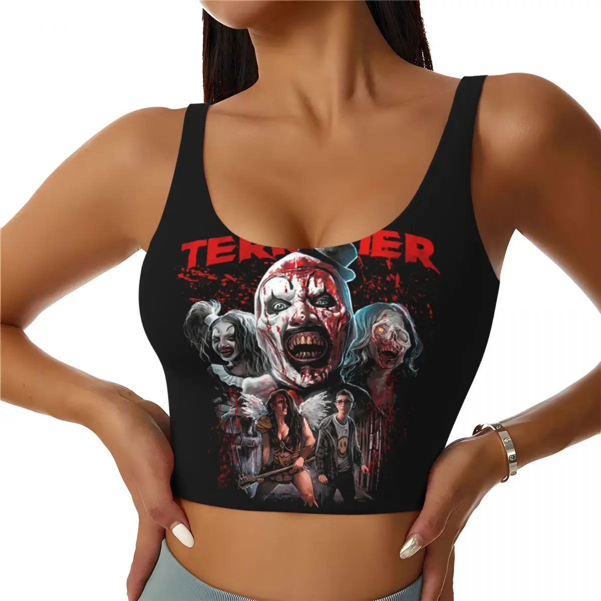 

Custom Halloween Terrifiers Workout Crop Tank Tops Women's Running Sports Bras