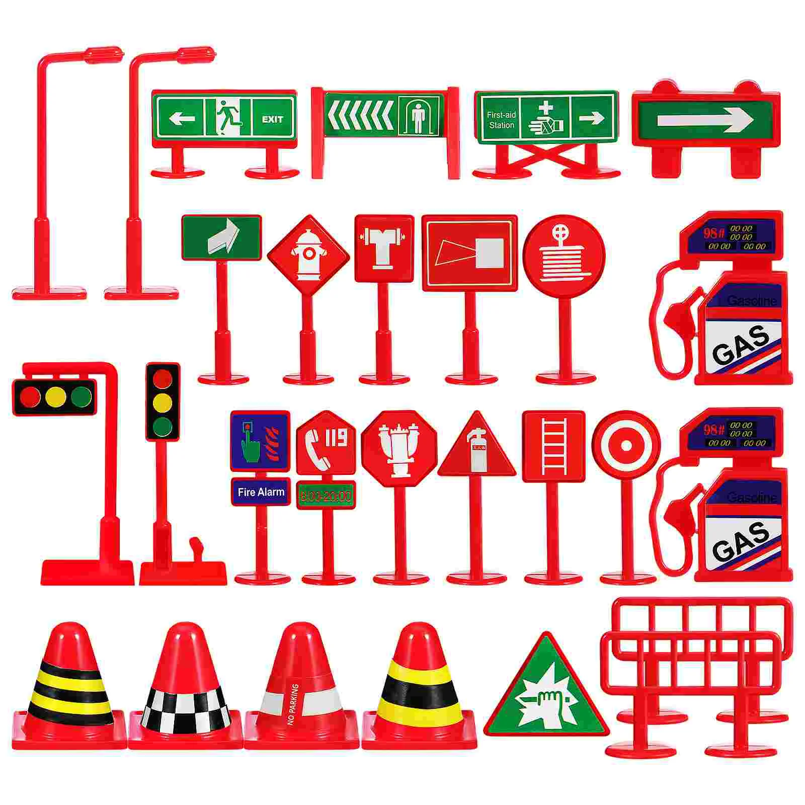 

28 Pcs Simulated Piece English Suit Mini Traffic Cones Sign Toys For Kids Light Cognition Pvc