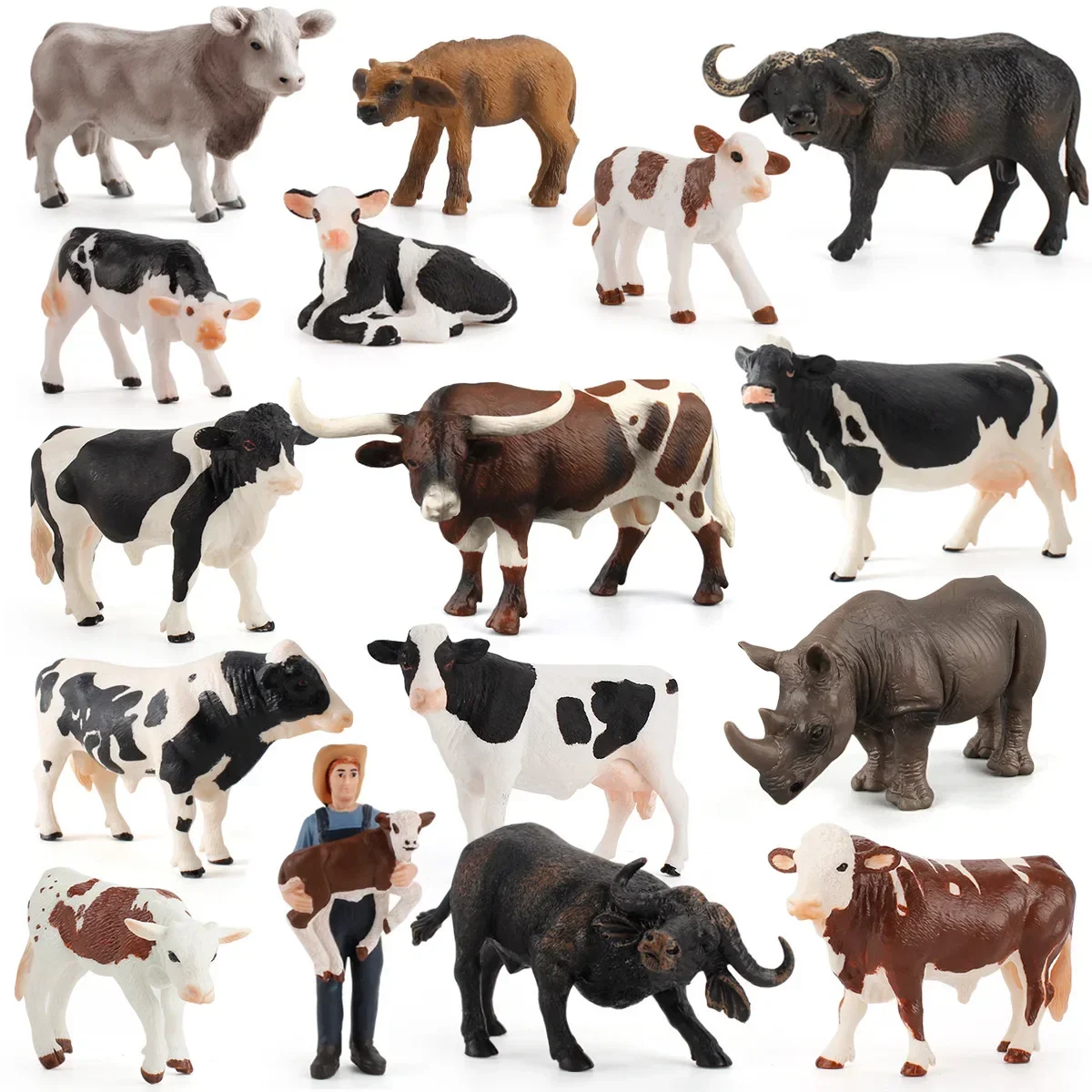 Poultry Cattle Education Toys Figurines Animaux Farm Animals Action Figure Ornament Rhino Teaching Aids Childhood Model Decor