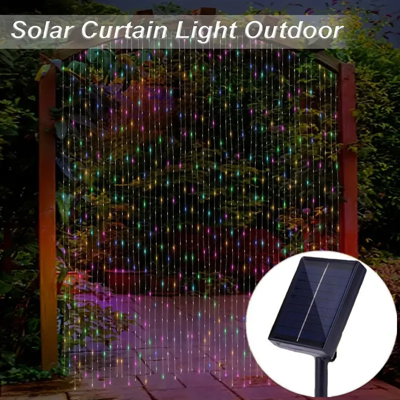 

Solar Curtain Light LED String Lights 8 Lighting Modes Decor Outdoor Wedding Garden Holiday Pavilion Navidad Hanging Lighting