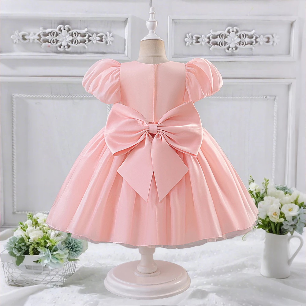 Fashion Flower Bridesmaid Party Girls Dress Elegant Birthday Princess Prom Dresses Girl Puff Sleeve Wedding Baptism Evening Gown