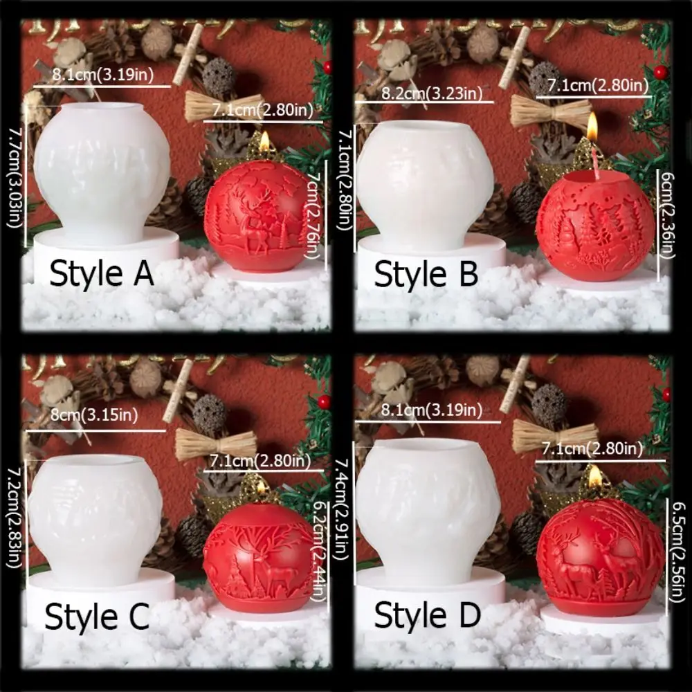 Cartoon 3D Christmas Ball Mold Elk Silicone Aromatherapy Candle Mold Handmade Christmas Tree Soap Mold Christmas Day 6