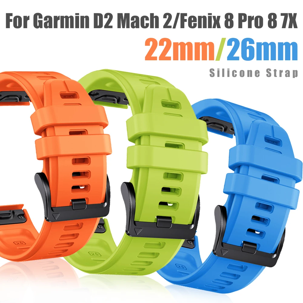 22/26 mm Silikon-Uhrenarmband für Garmin Fenix 8 Pro 8 7X/D2 Mach 2 1Pro/Instinct 3 2X/Tactix 8 7/Enduro 3 Ersatz-Uhrenarmband
