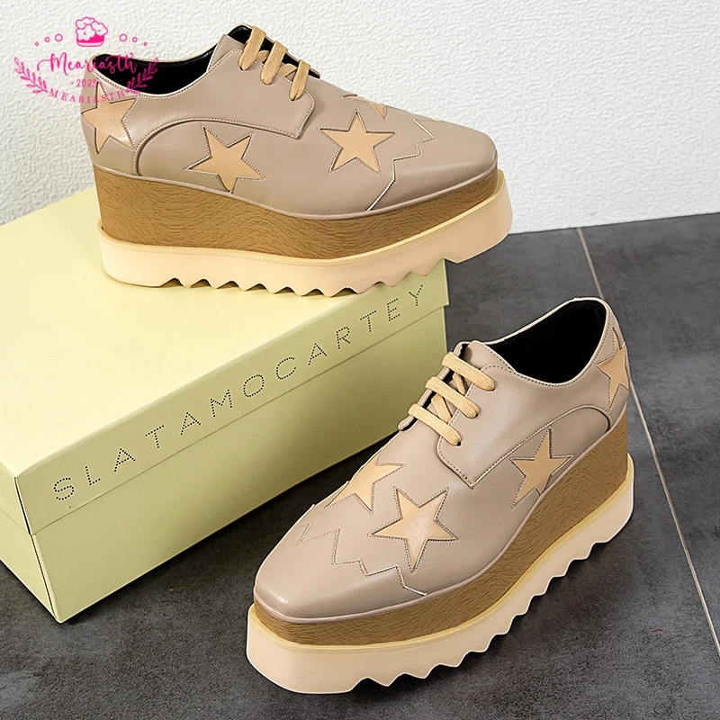 2023 Women flats casual shoes spring moccasin Fashion oxford shoes lady loafers Ladies Lace up platform wedge Shoes plus size 41