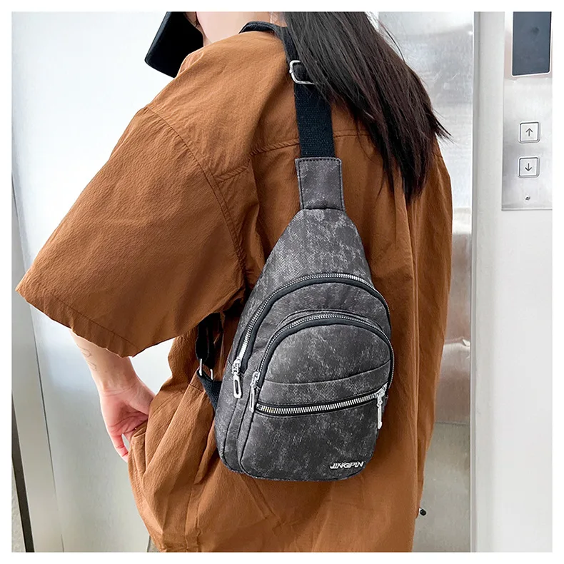 Koreanische Version Vielseitige Weiche Leder-Brusttasche für Herren Große Kapazität Reise-Umhängetasche für Damen Rucksack – Detail 7