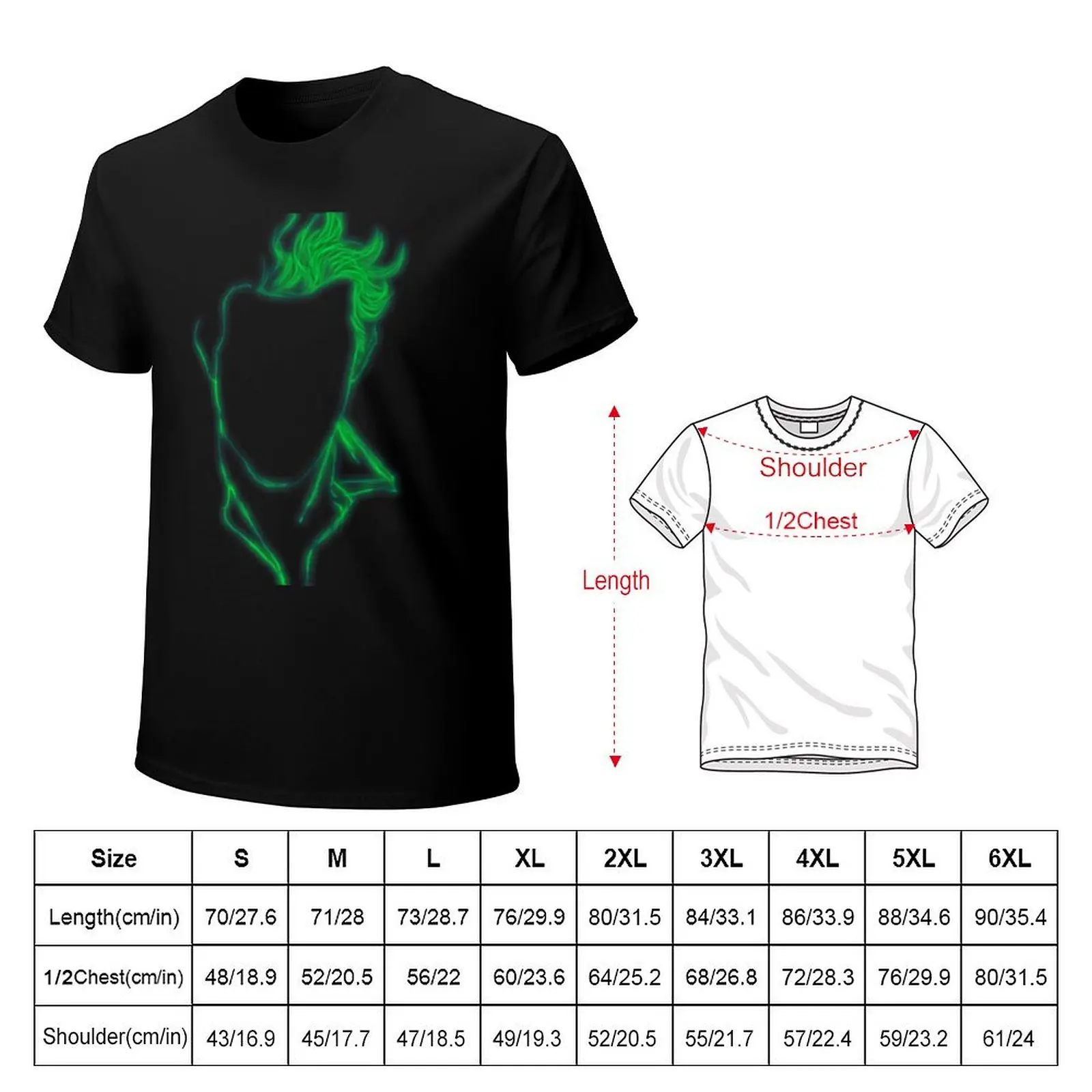 Tom Waits in Green Neon, Minimalism Digital Painting, No Background, Single and Repeating Pattern T-Shirt