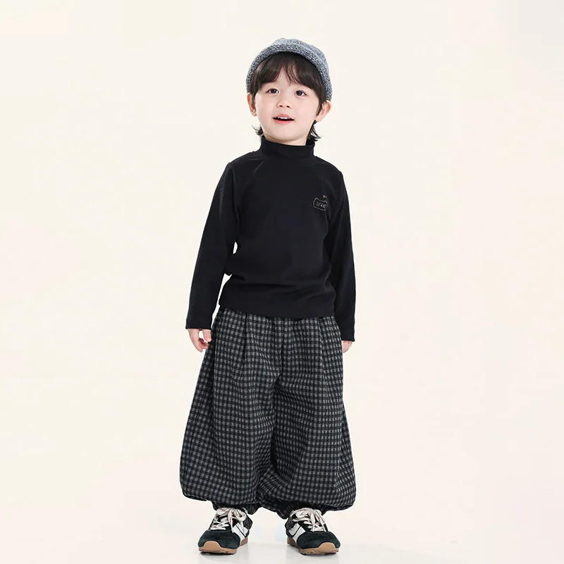 Middle and Small Children's Semi High Collar with Children's Clothing for Winter New Children's Korean Version Autumn Top
