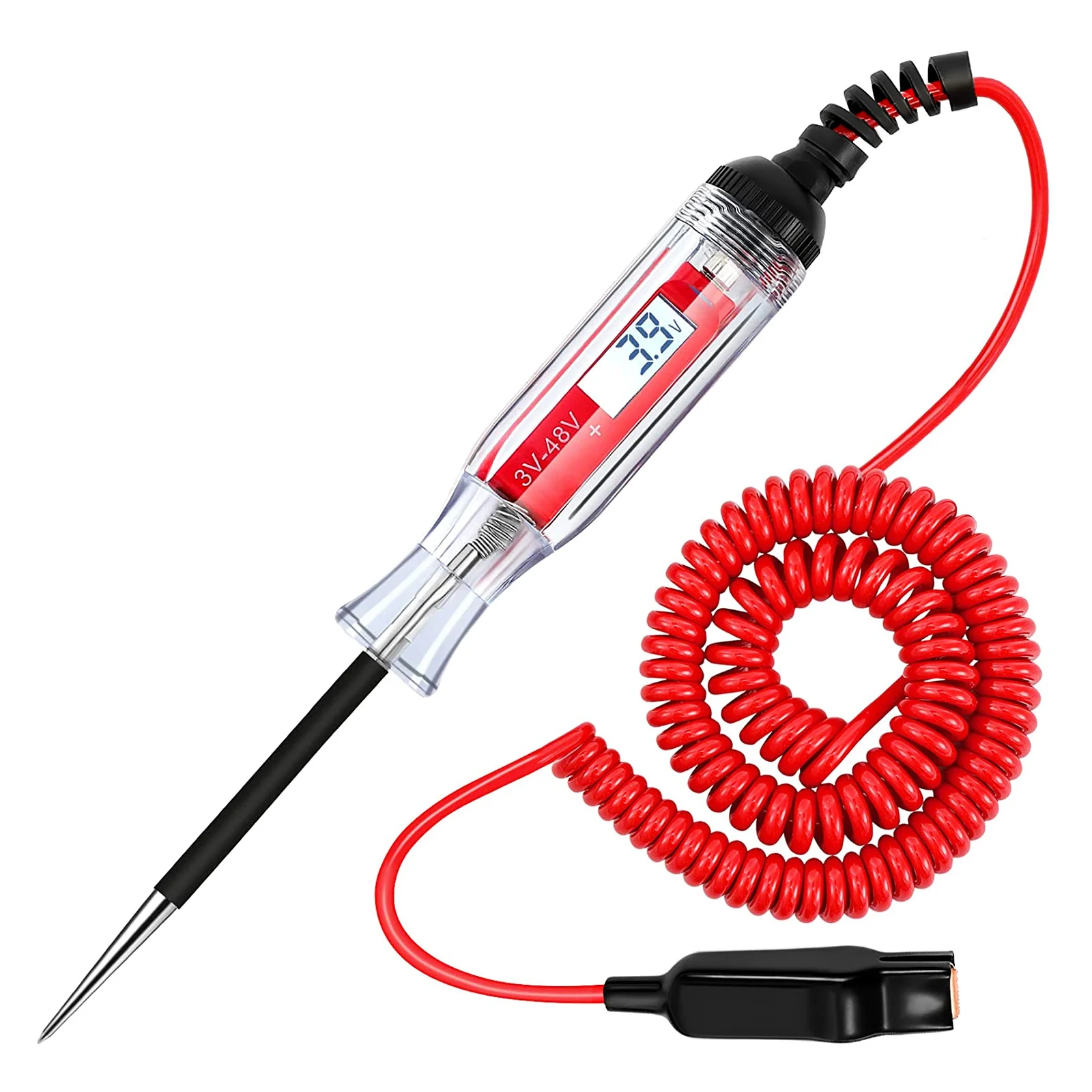 

Automotive Test Pencil 3-48V Digital Lcd Circuit Tester For Car Repair 3.6M Spring Wire -30 To 50° Parts