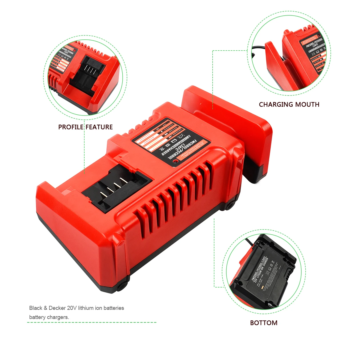 For Black Decker LBXR20 Lithium Battery 18/20V 3.0/6.0Ah LBXR20 LB20 LBX20 LBXR2020 LB2X4020-OPE Power Tools and Battery Charger