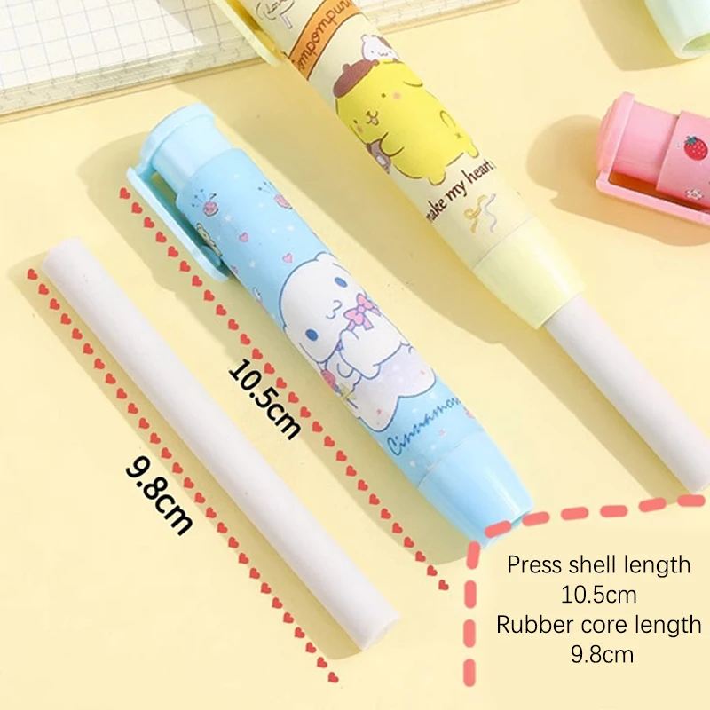 Cute Sanrio Eraser Kawaii Mymelody Kuromi Hello Kitty Student Cartoon Press Rubber Erasers School Supplies Creative Stationery