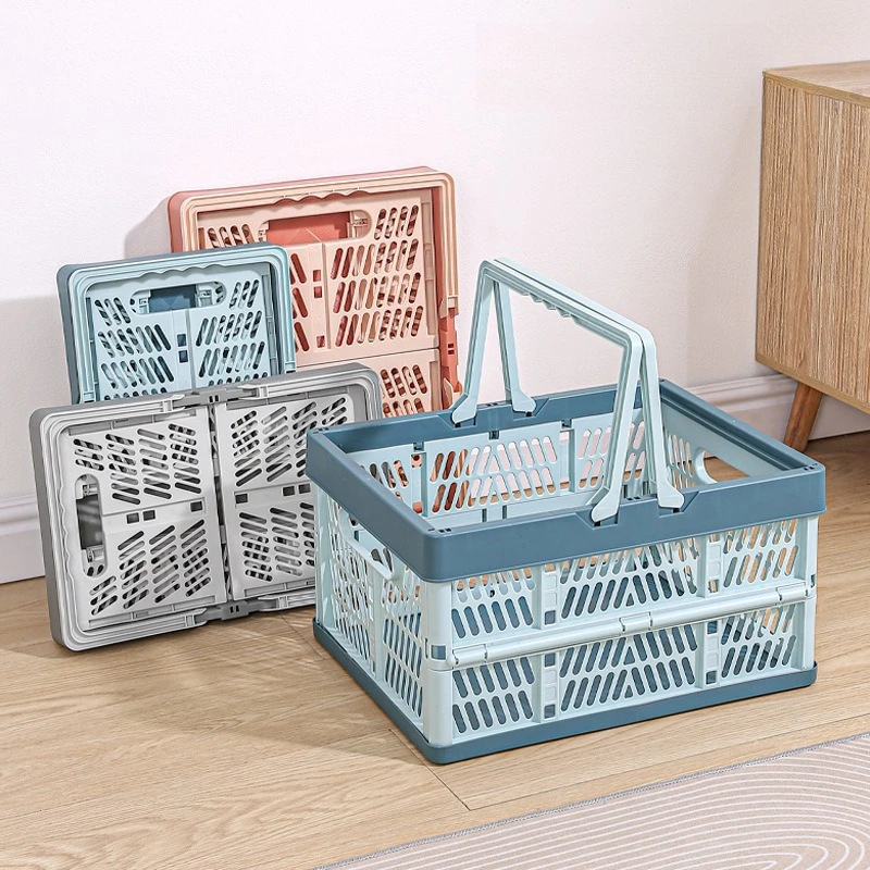 Multifunctional Foldable Handheld Storage Basket Grocery Shopping Bag Large Picnic Basket Portable Outdoor Organizer Supermarket