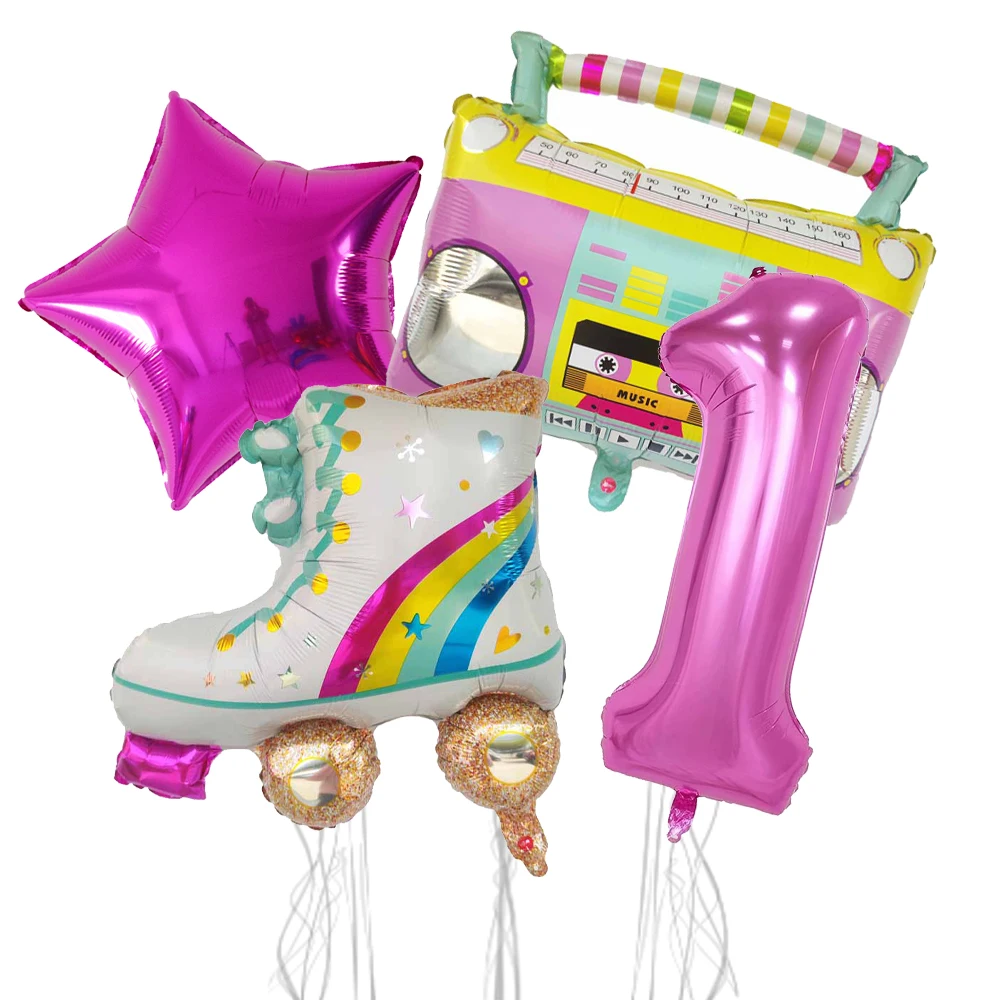 4pcs Ice Roller Skate And Radio Balloons Inflatable Radio for 90s Parties Decor Hip Hop Theme Birthday Party Decorations Kid Toy view 2