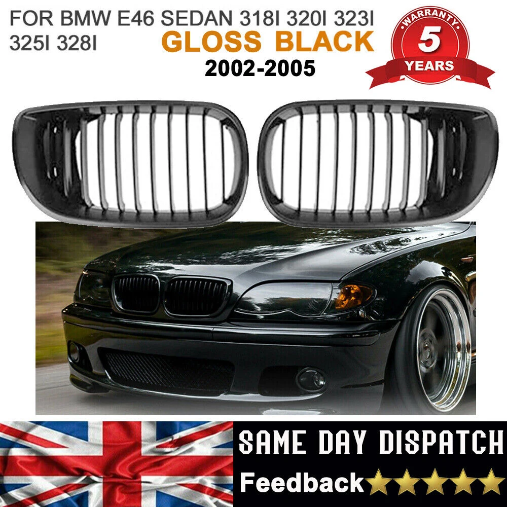 For BMW 3 Series E46 2002-2005 Facelift Gloss Black Kidney Front Grille