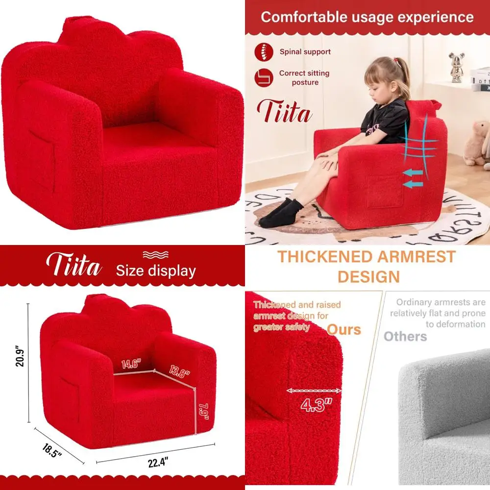 

Glow in the Dark Toddler Sofa, Cloud-Like Comfortable Kids Couch with Washable Cover for Reading and Carrying - Ideal Plush Chai