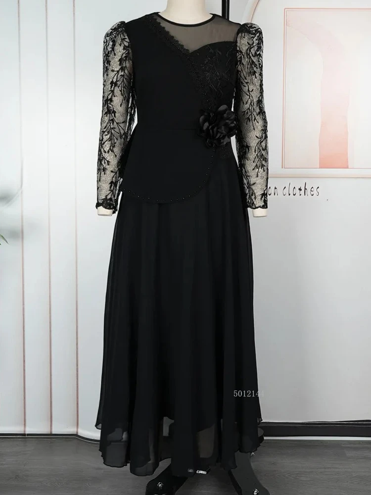 فساتين الحفلات الأفريقية للنساء 2025 حجم كبير موضة Dashiki أنقرة الدانتيل فساتين الزفاف أنيقة تركيا فستان إسلامي ماكسي #2