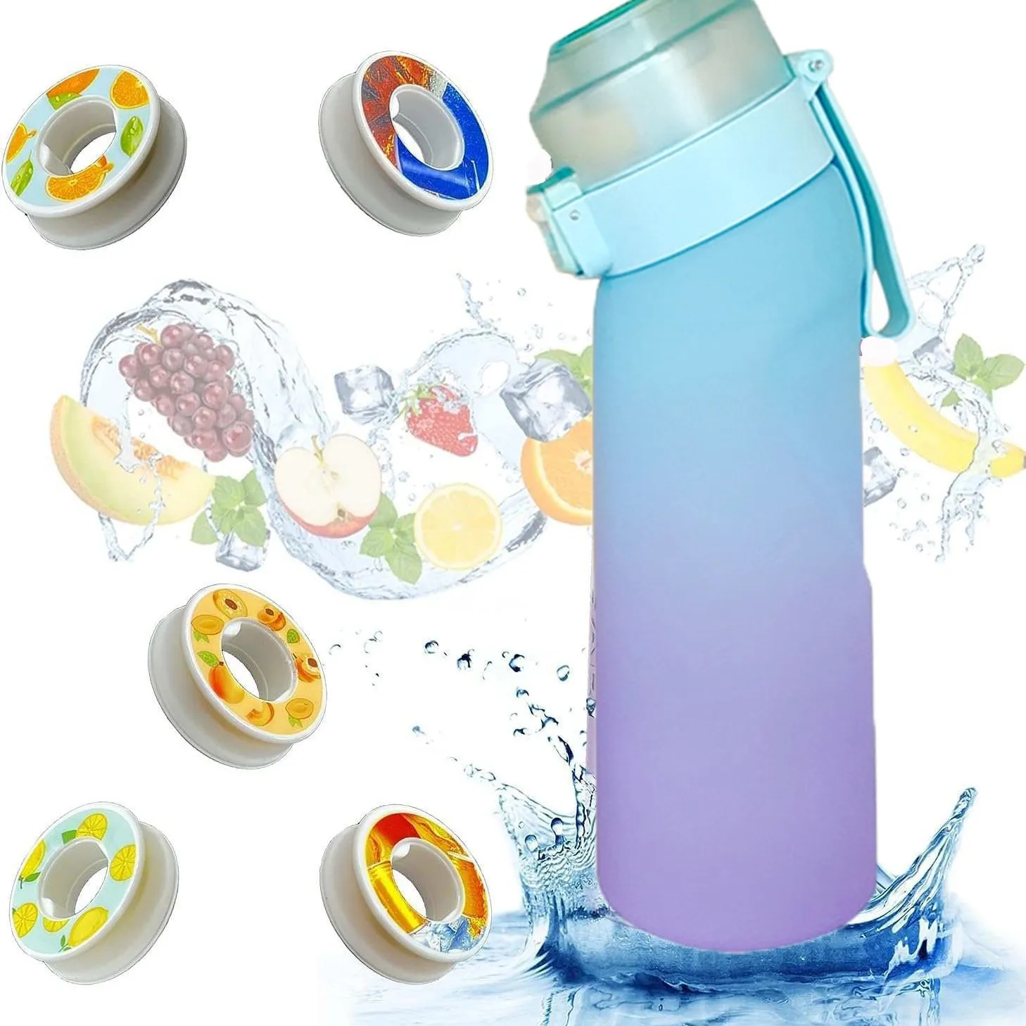 650ml Fruit Flavor Water Bottle 0 Sugar 0 Calories Sports Drinking Cup with 7 Fruit Pods Ideal for Fitness Sports Outdoor