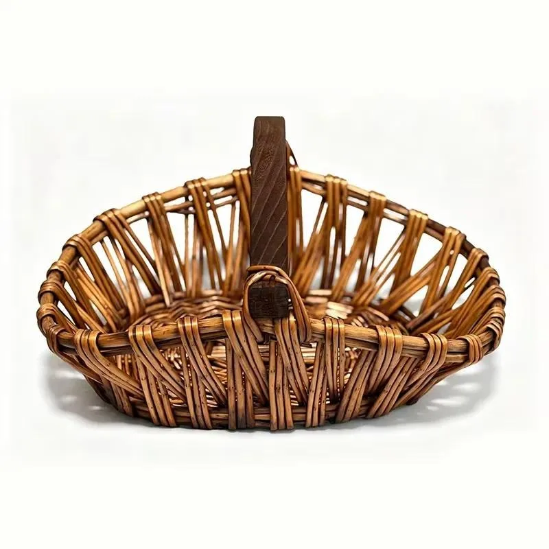Rectangle wicker eco-friendly and durable picnic basket, suitable for outdoor use, portable shopping fruit basket
