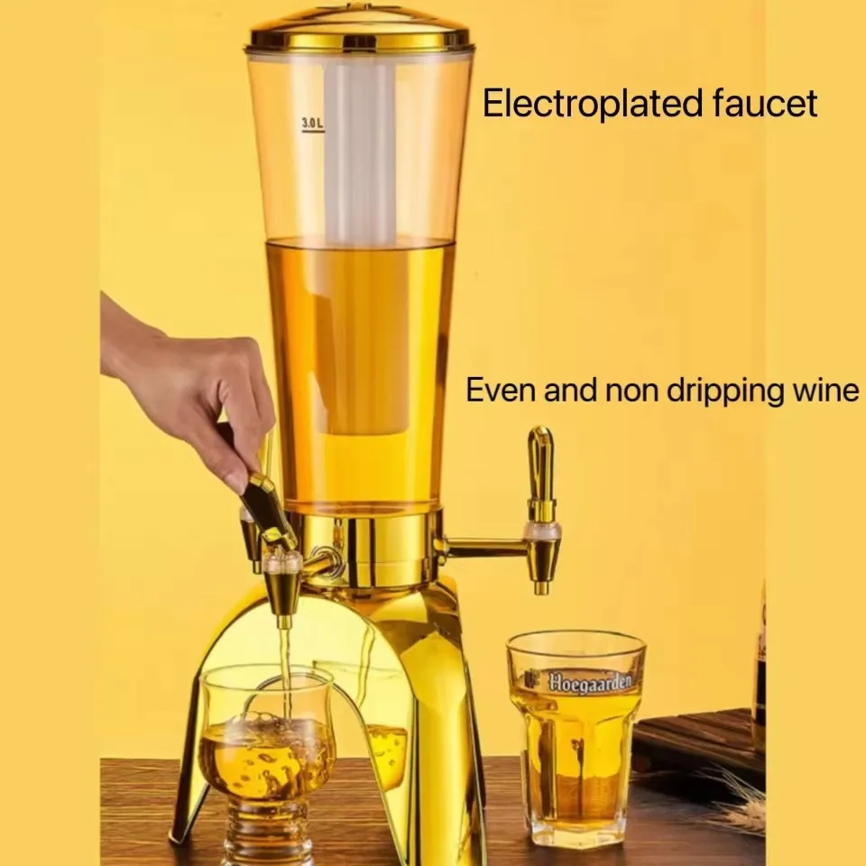 Three Head Beer Dispenser Bar Restaurant Beverage Juice Dispenser Tower