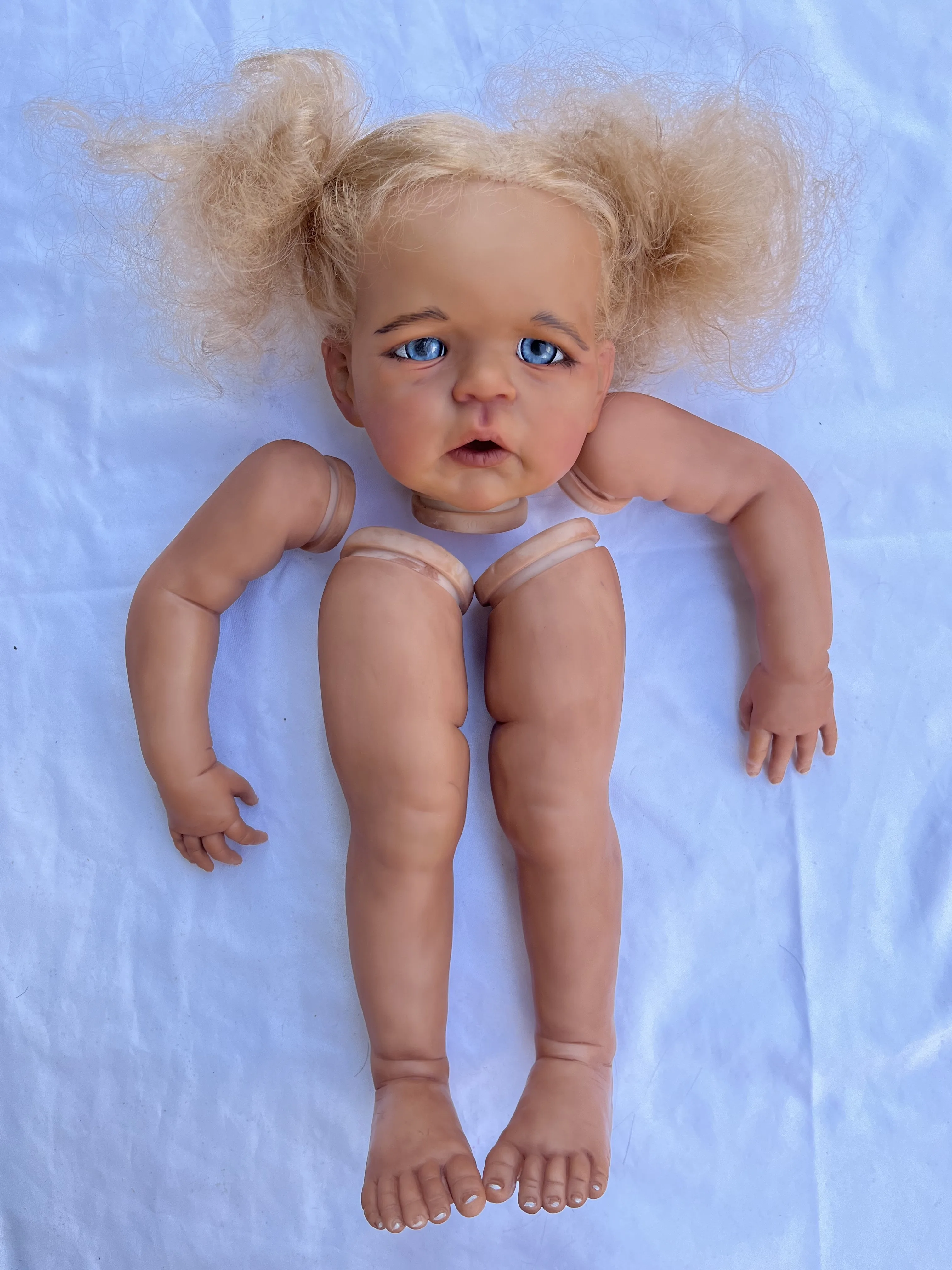 

FBBD Customized Limited Supply25inch Reborn Baby Sandie With Dark Skin DIY Part Painted Kit With Hand-Rooted Hair